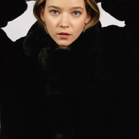 Y2K Fur Coat (S) small black faux womens vintage soft bomber glam winter cool - Picture 7 of 8